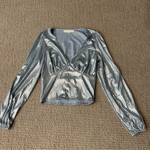 Anthropologie Flat White Iridescent Top! OBO! WORN ONCE! SIZE XXS!
